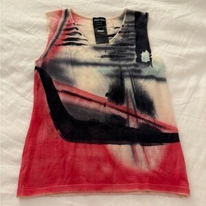 Giorgio Armani Red and Black Sleeveless Graphic Tank Top